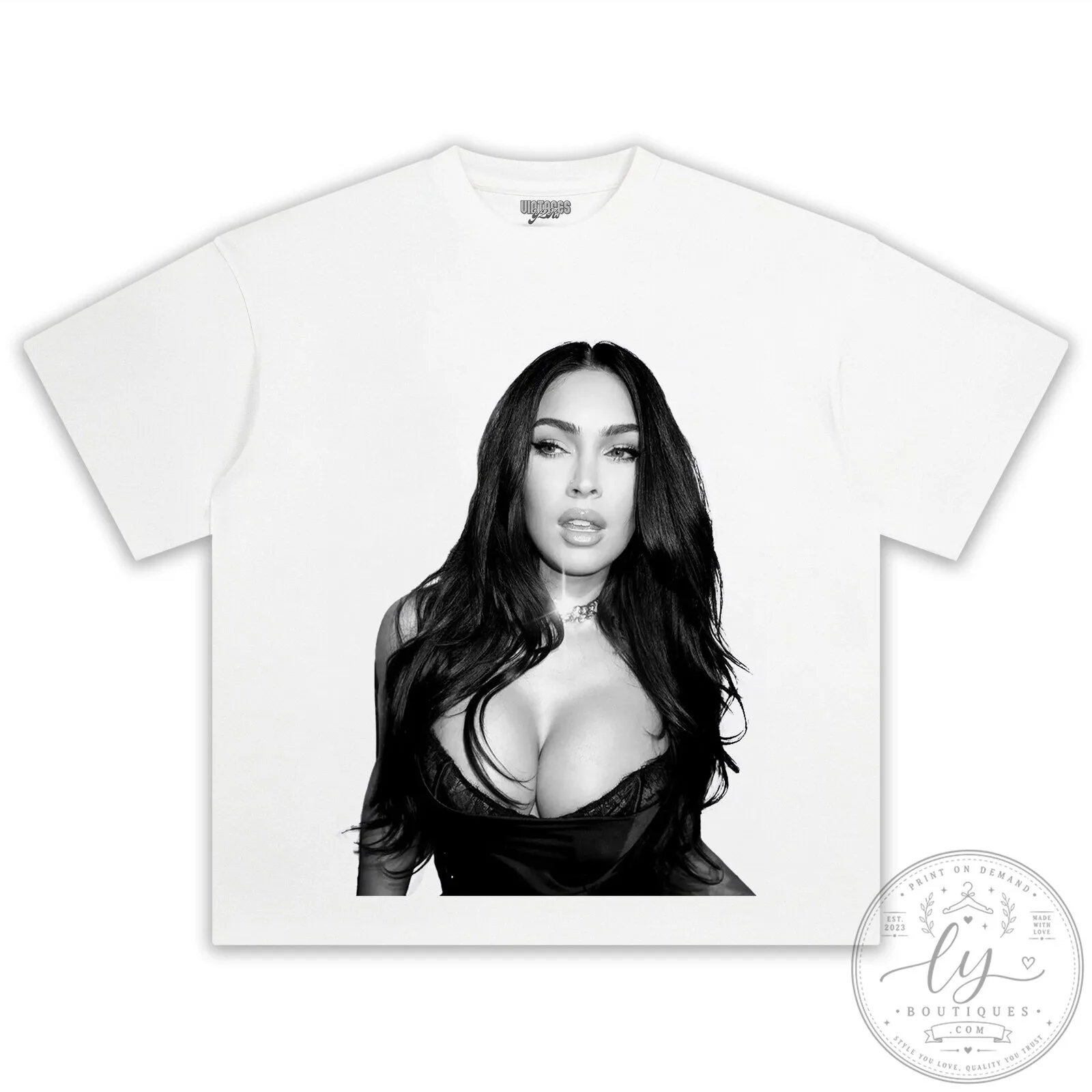 Megan Fox Iconic Black and White Portrait Graphic T-Shirt 14 Megan Fox Iconic Black and White Portrait Graphic T-Shirt