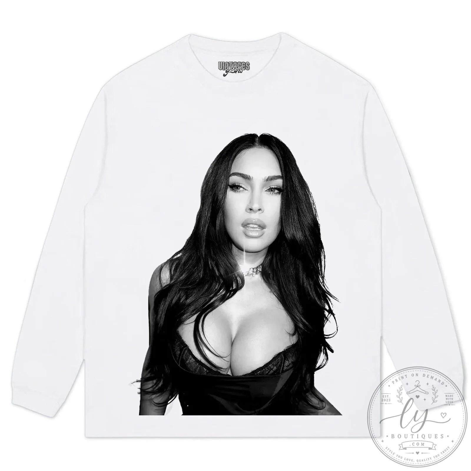Megan Fox Iconic Black and White Portrait Graphic T-Shirt 18 Megan Fox Iconic Black and White Portrait Graphic T-Shirt