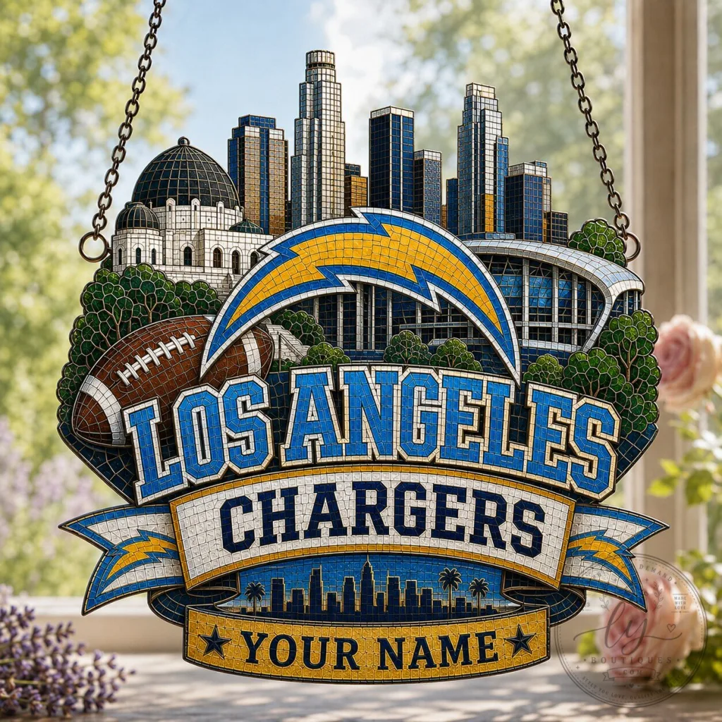 Los Angeles Chargers Football Team Stained Glass Window Hanging Suncatcher 38 Los Angeles Chargers Football Team Stained Glass Window Hanging Suncatcher