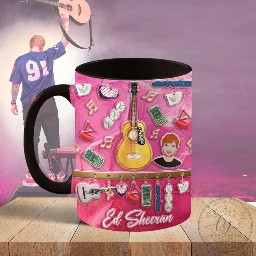 Ed Sheeran Sapphire Album Inspired Pink Guitar Music Notes Coffee Mug 22 Ed Sheeran Sapphire Album Inspired Pink Guitar Music Notes Coffee Mug