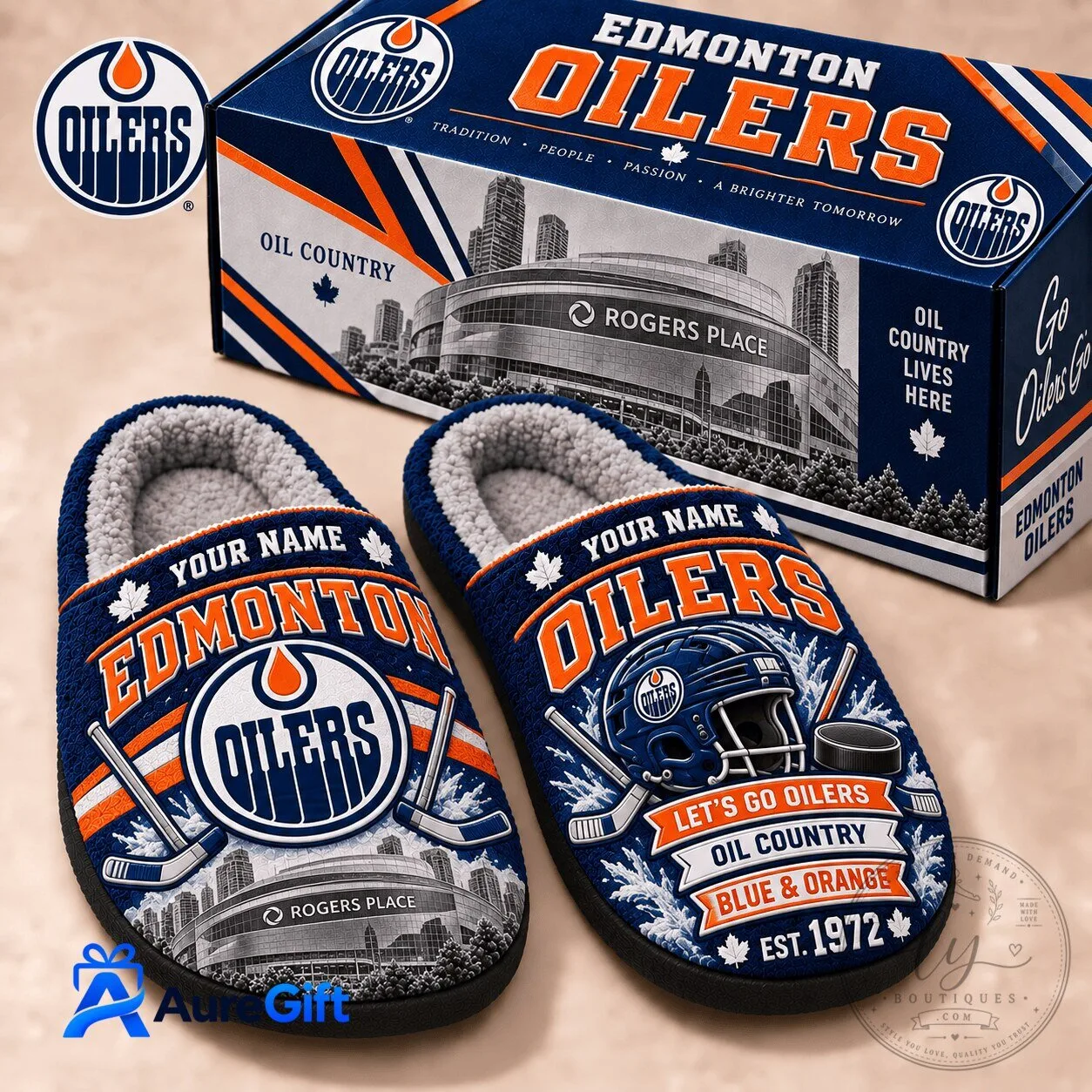 Edmonton Oilers Personalized Hockey Team Fan Slippers for Men and Women 1 Edmonton Oilers Personalized Hockey Team Fan Slippers for Men and Women