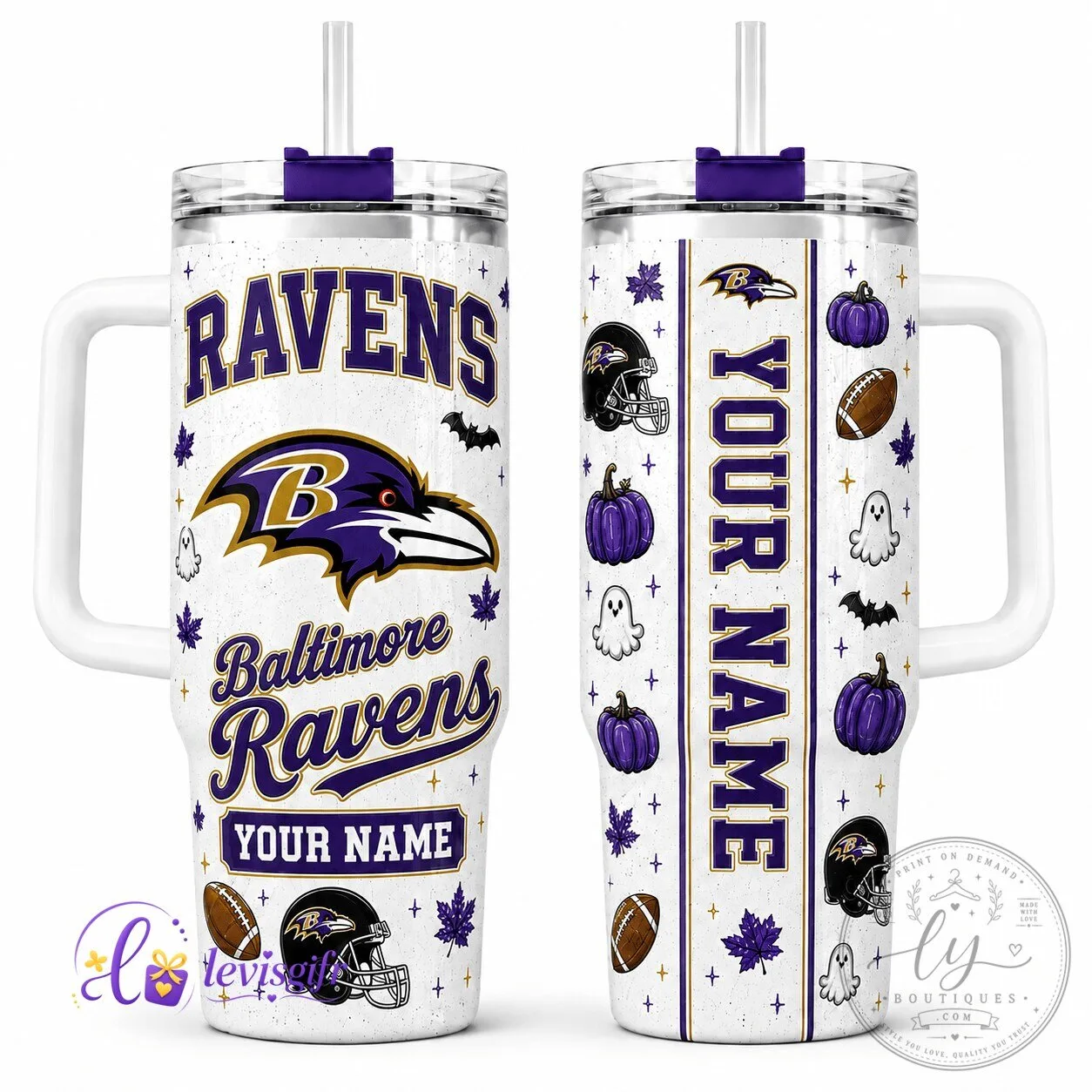 Baltimore Ravens Halloween Football Personalized Tumbler