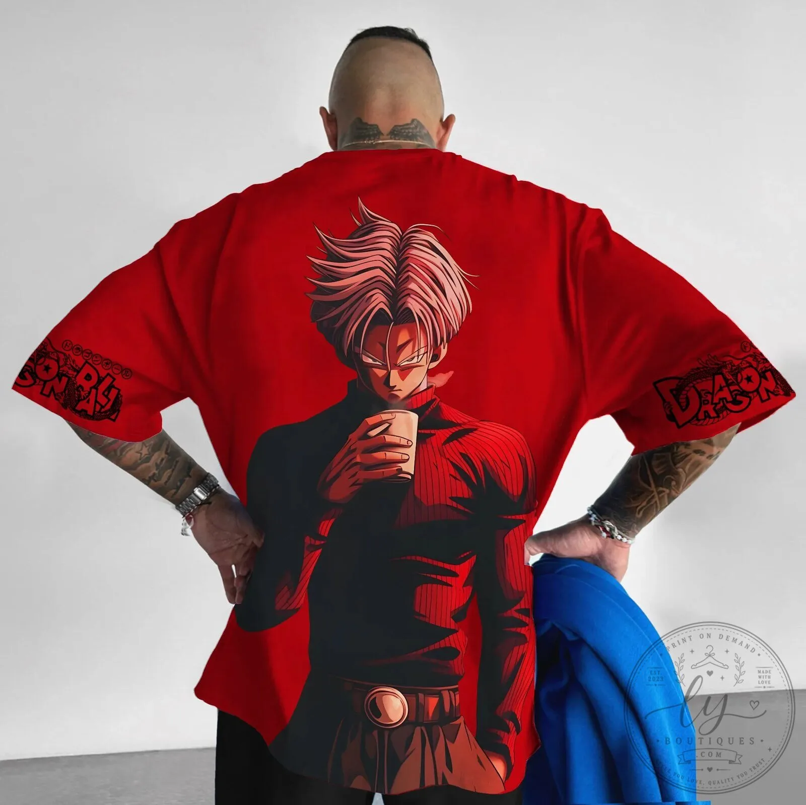Dragon Ball Z Trunks Drinking Coffee Anime Manga Fan Art T-Shirt 5 Dragon Ball Z Trunks Drinking Coffee Anime Manga Fan Art T-Shirt