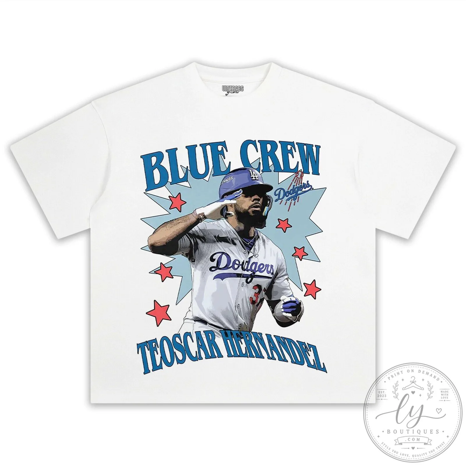Teoscar Hernandez Los Angeles Dodgers Blue Crew Baseball T-Shirt