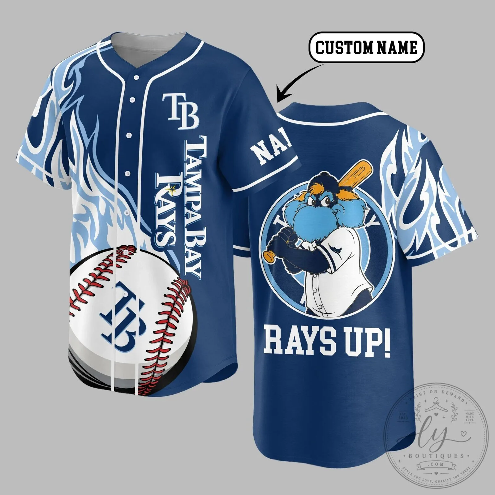 Tampa Bay Rays Baseball Jersey with Custom Name Option