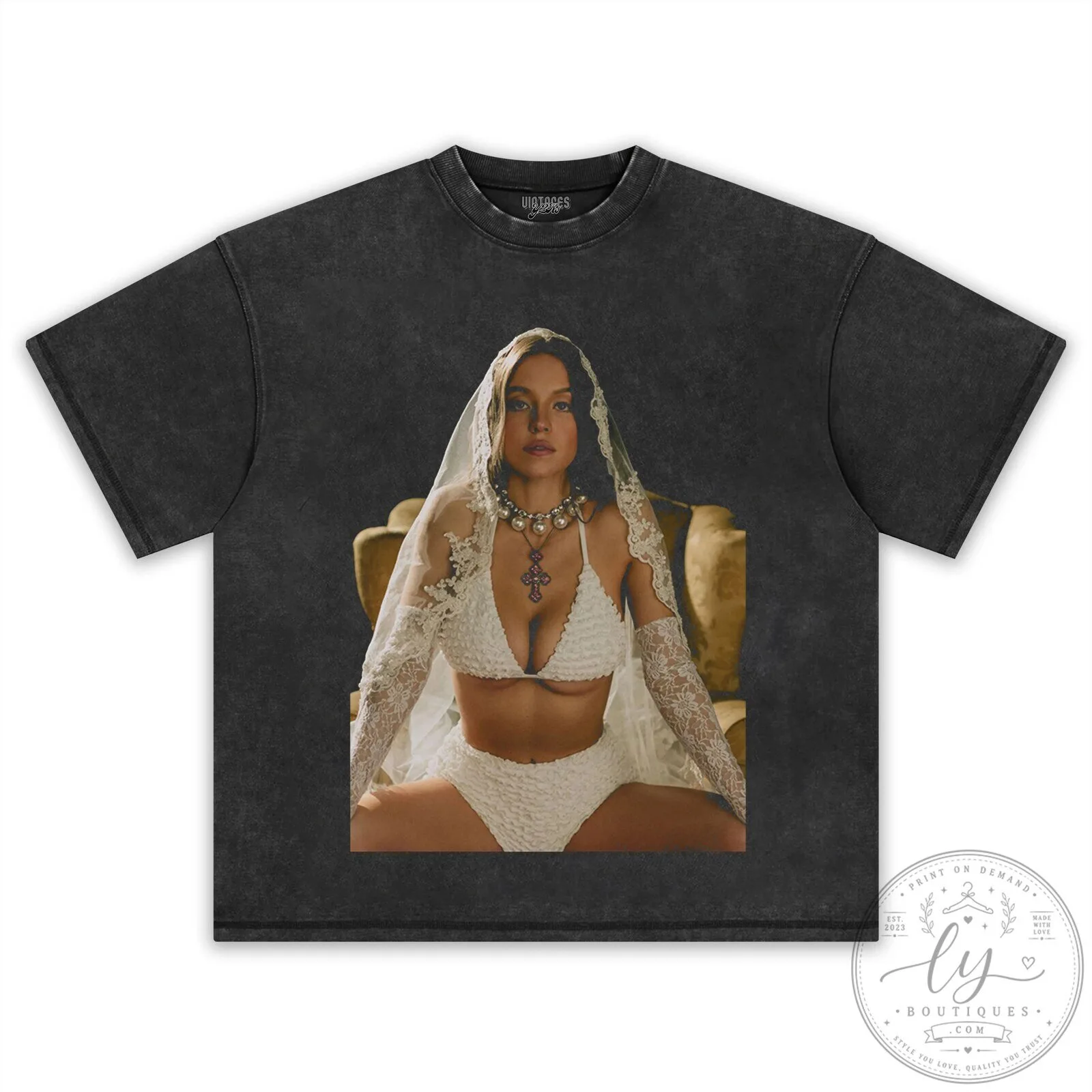 Sydney Sweeney White Lace Bikini and Veil Portrait T-Shirt 20 Sydney Sweeney White Lace Bikini and Veil Portrait T-Shirt