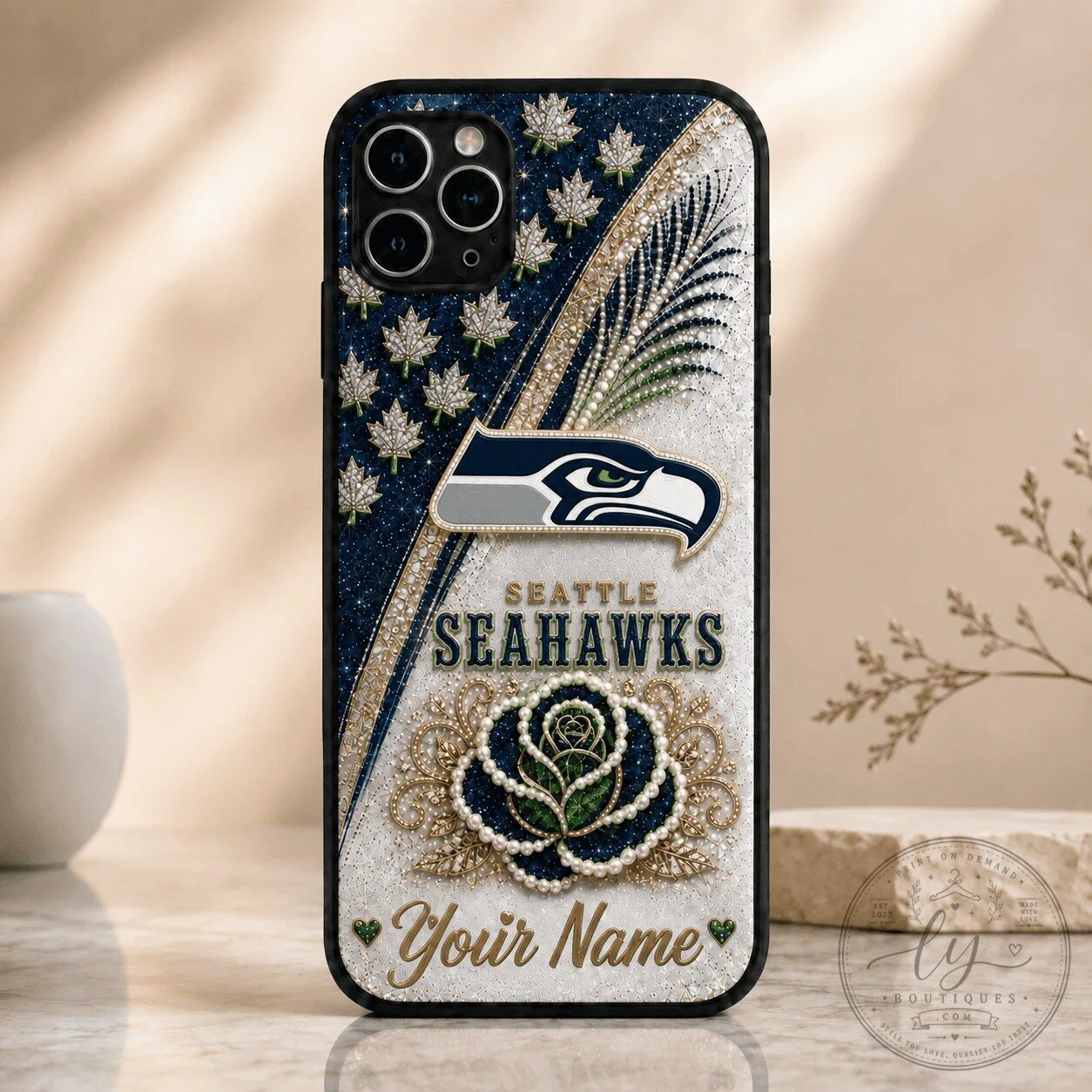 Seattle Seahawks Personalized Glitter Phone Case 2 Seattle Seahawks Personalized Glitter Phone Case