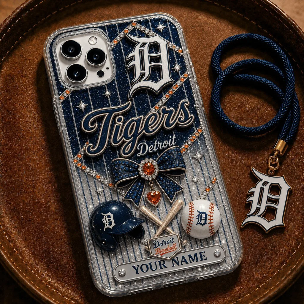 Detroit Tigers Major League Baseball Bling Phone Case Custom Name Gift Detroit Tigers Major League Baseball Bling Phone Case Custom Name Gift