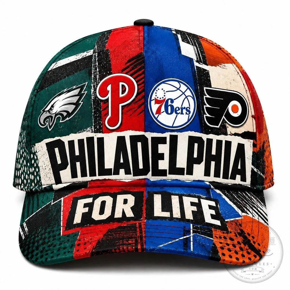 Philadelphia Sports Teams For Life Torn Paper Collage Baseball Cap Hat 13 Philadelphia Sports Teams For Life Torn Paper Collage Baseball Cap Hat