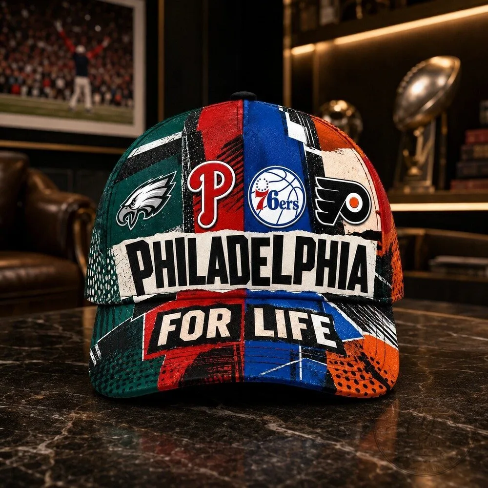 Philadelphia Sports Teams For Life Torn Paper Collage Baseball Cap Hat 14 Philadelphia Sports Teams For Life Torn Paper Collage Baseball Cap Hat