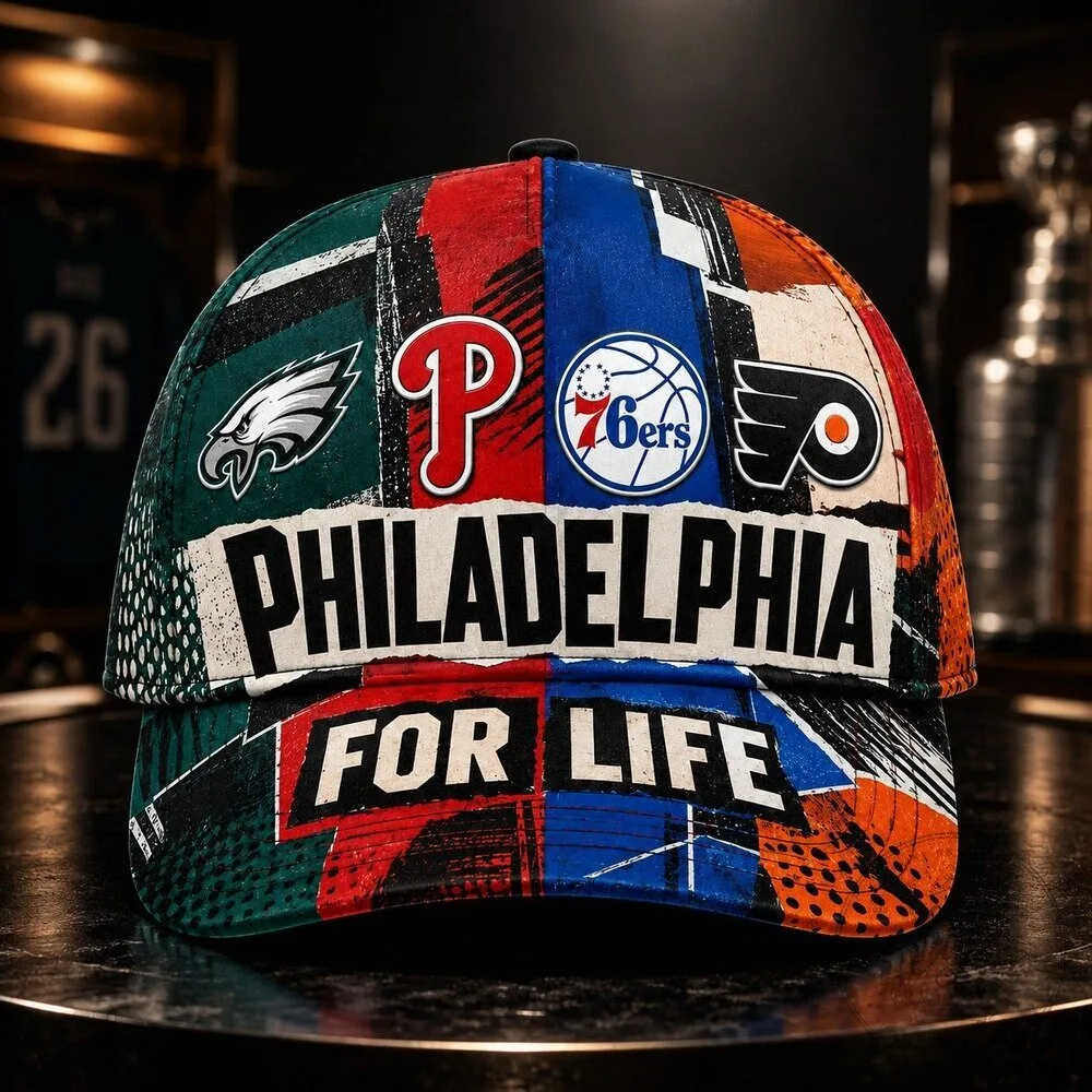 Philadelphia Sports Teams For Life Torn Paper Collage Baseball Cap Hat 15 Philadelphia Sports Teams For Life Torn Paper Collage Baseball Cap Hat