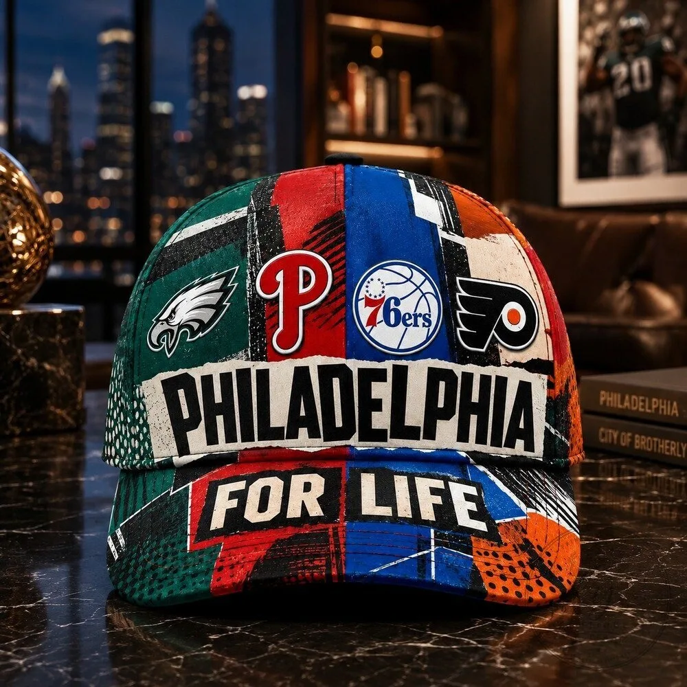 Philadelphia Sports Teams For Life Torn Paper Collage Baseball Cap Hat 16 Philadelphia Sports Teams For Life Torn Paper Collage Baseball Cap Hat