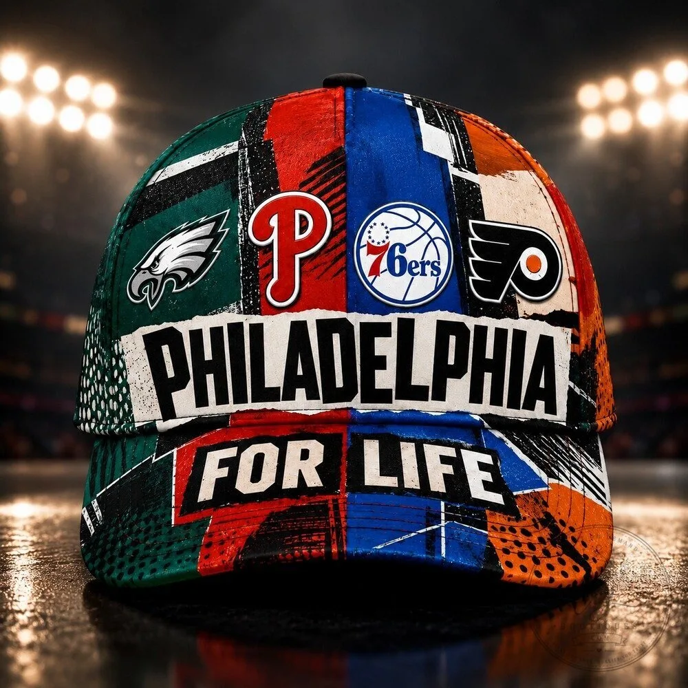 Philadelphia Sports Teams For Life Torn Paper Collage Baseball Cap Hat 17 Philadelphia Sports Teams For Life Torn Paper Collage Baseball Cap Hat