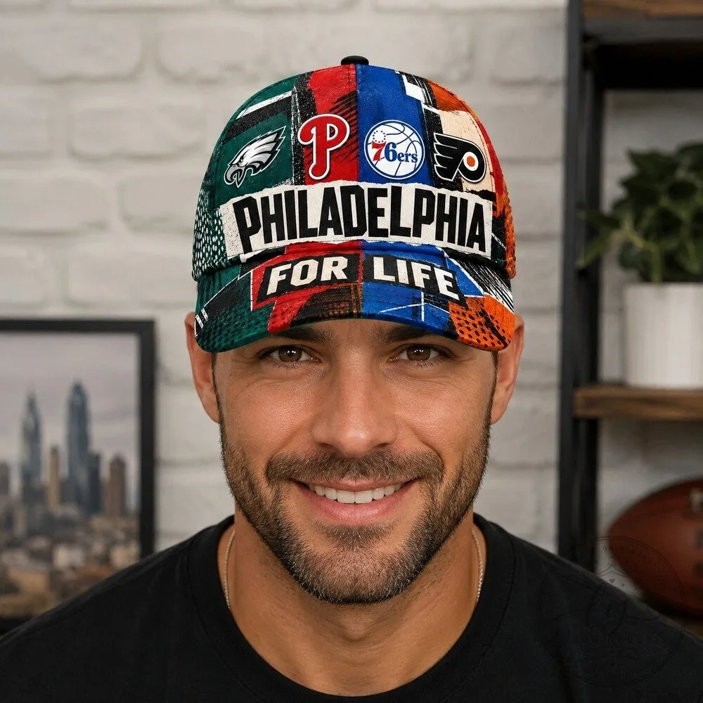 Philadelphia Sports Teams For Life Torn Paper Collage Baseball Cap Hat 18 Philadelphia Sports Teams For Life Torn Paper Collage Baseball Cap Hat