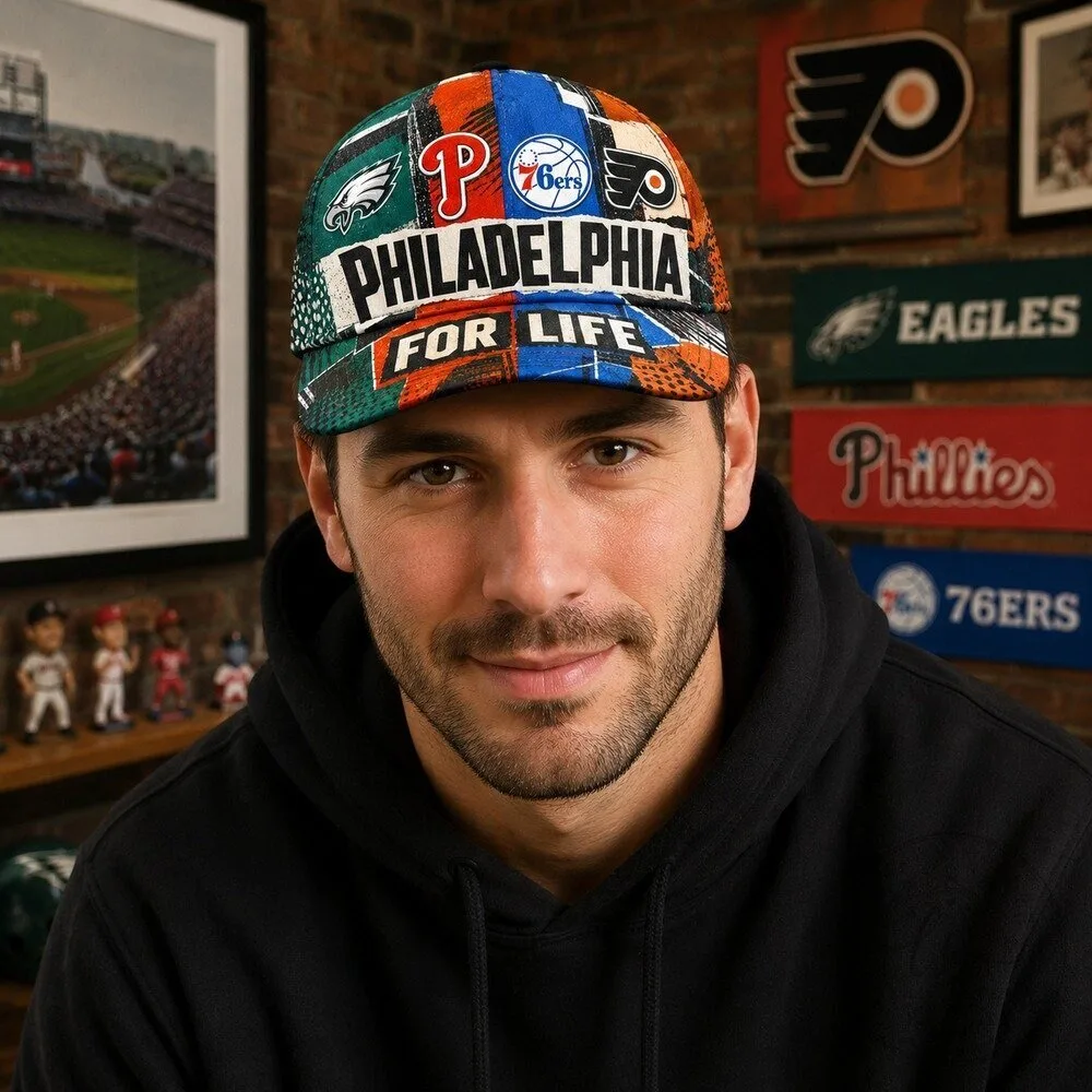 Philadelphia Sports Teams For Life Torn Paper Collage Baseball Cap Hat 20 Philadelphia Sports Teams For Life Torn Paper Collage Baseball Cap Hat