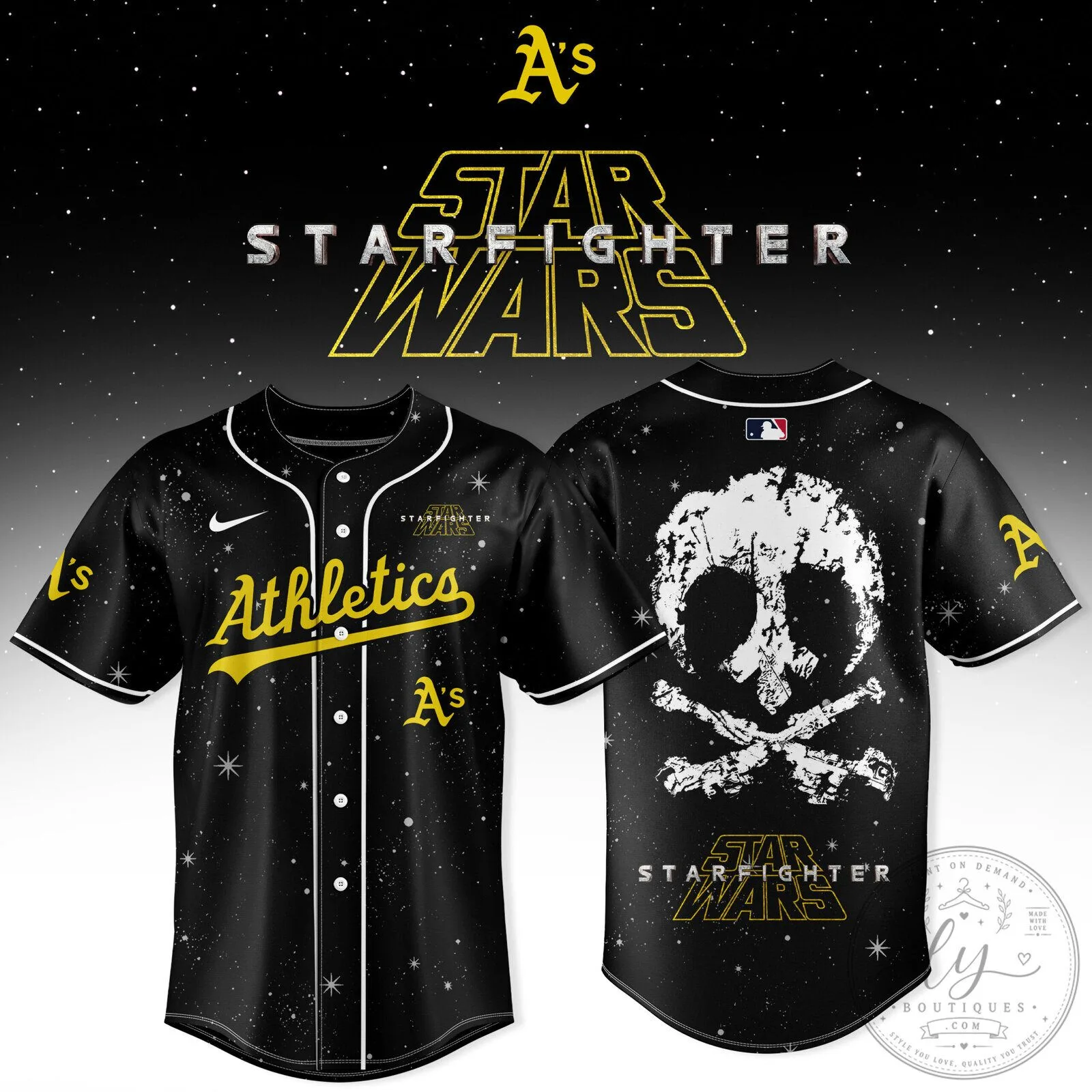 Oakland Athletics Star Wars Starfighter Skull Baseball Jersey