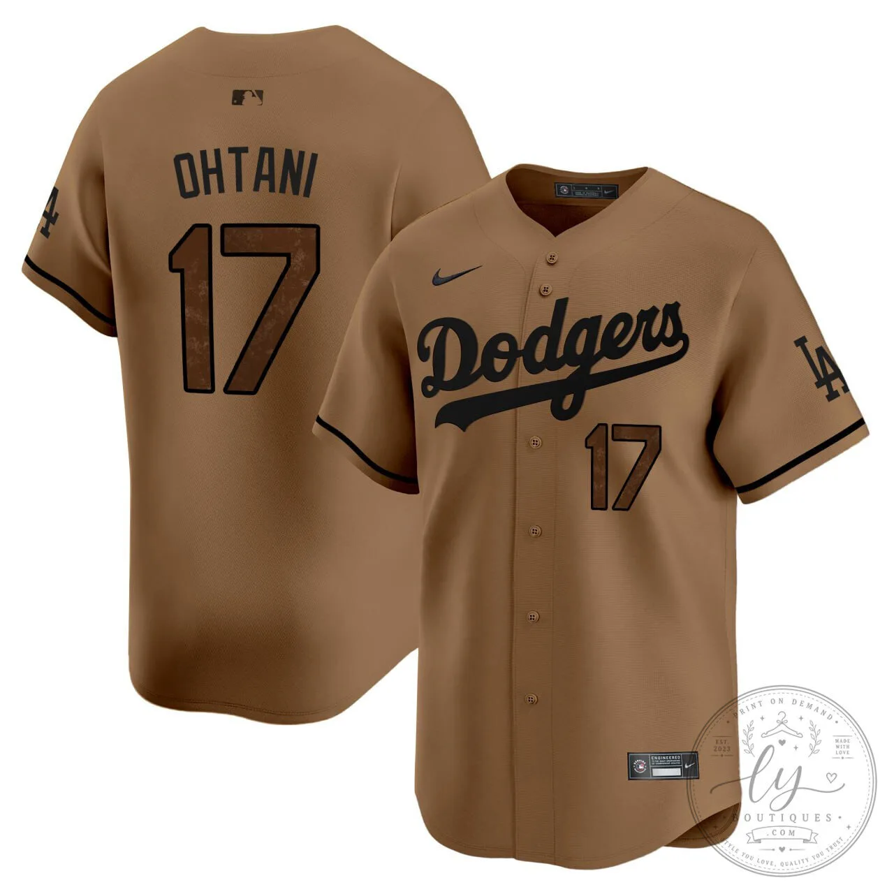 Los Angeles Dodgers Shohei Ohtani Number 17 Brown Baseball Jersey