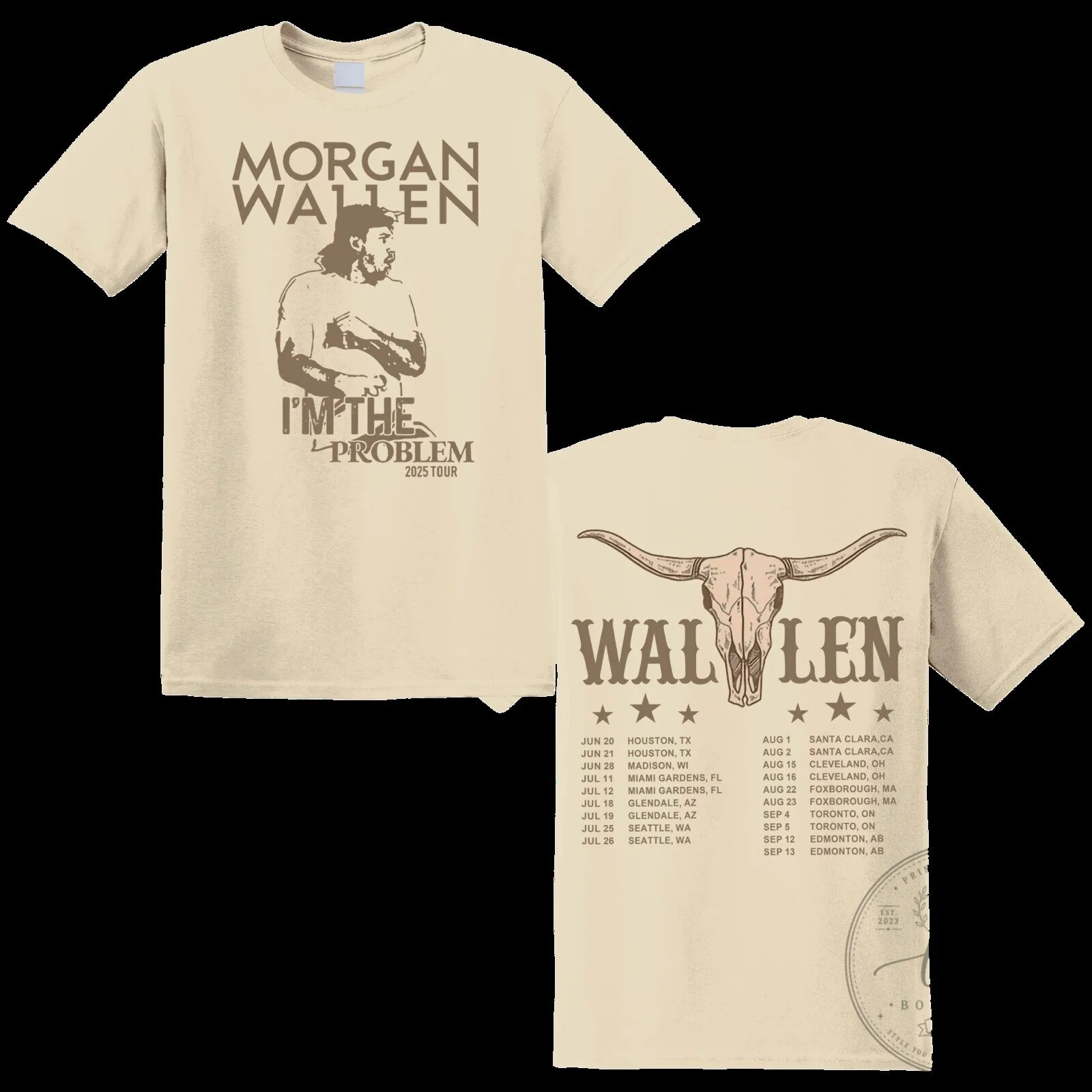 Country Music Morgan Wallen I’m The Problem 2025 Tour Dates T-Shirt