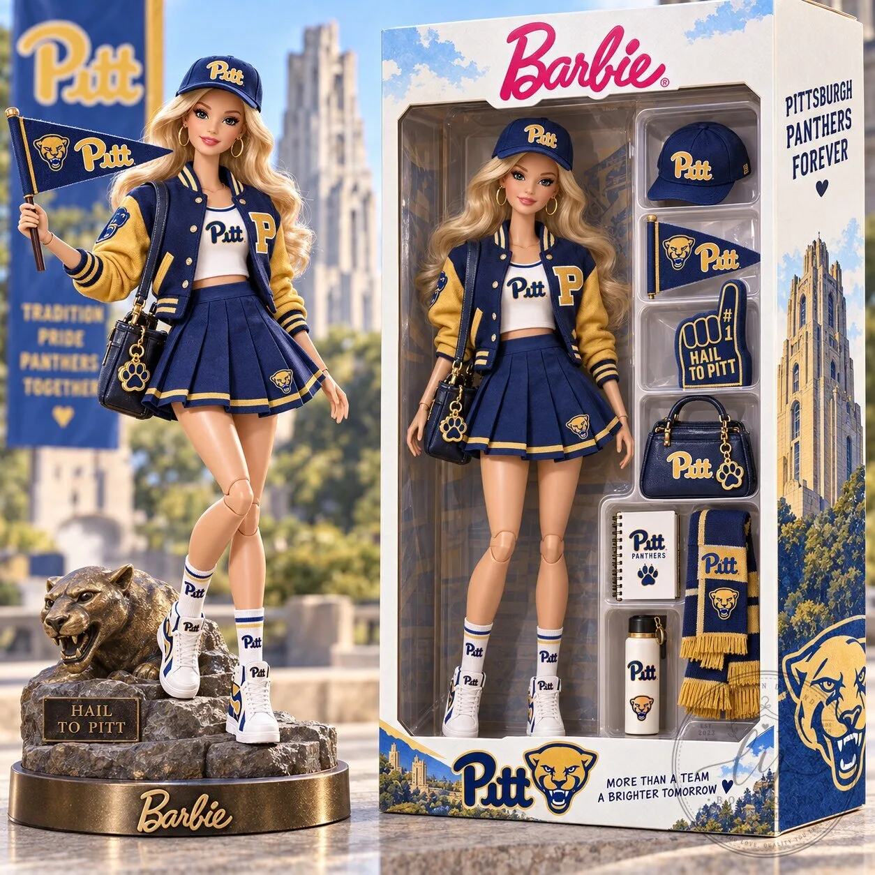Barbie Pittsburgh Panthers College Football Collectible Doll Figure