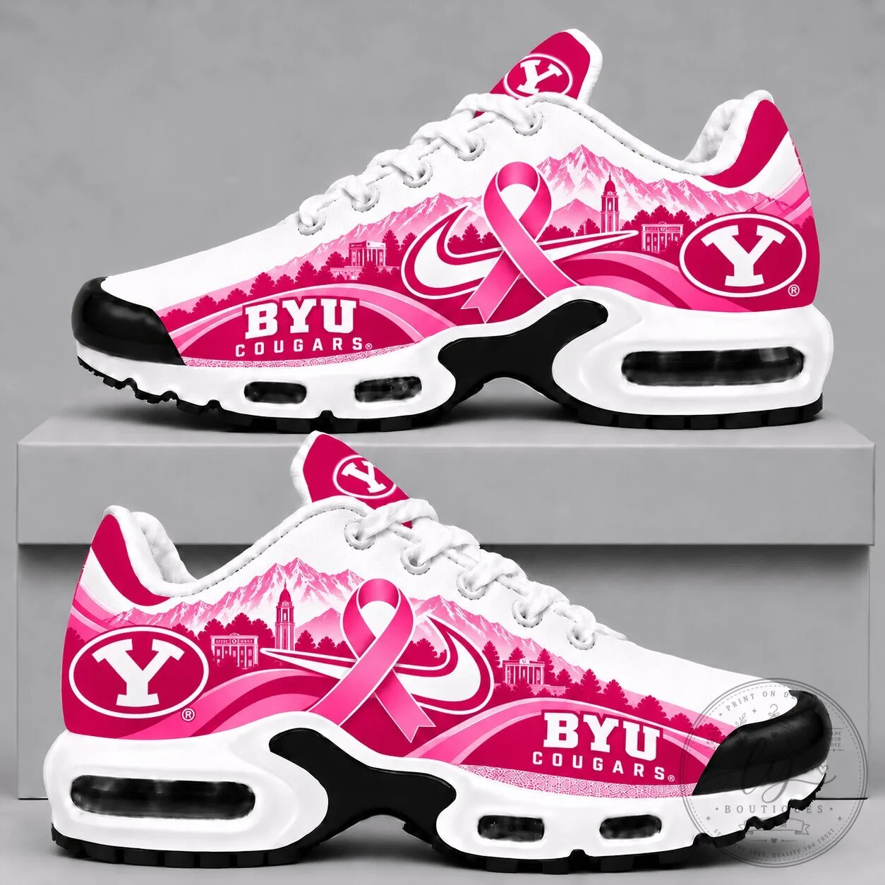 BYU Cougars Pink Ribbon Breast Cancer Awareness Sneakers