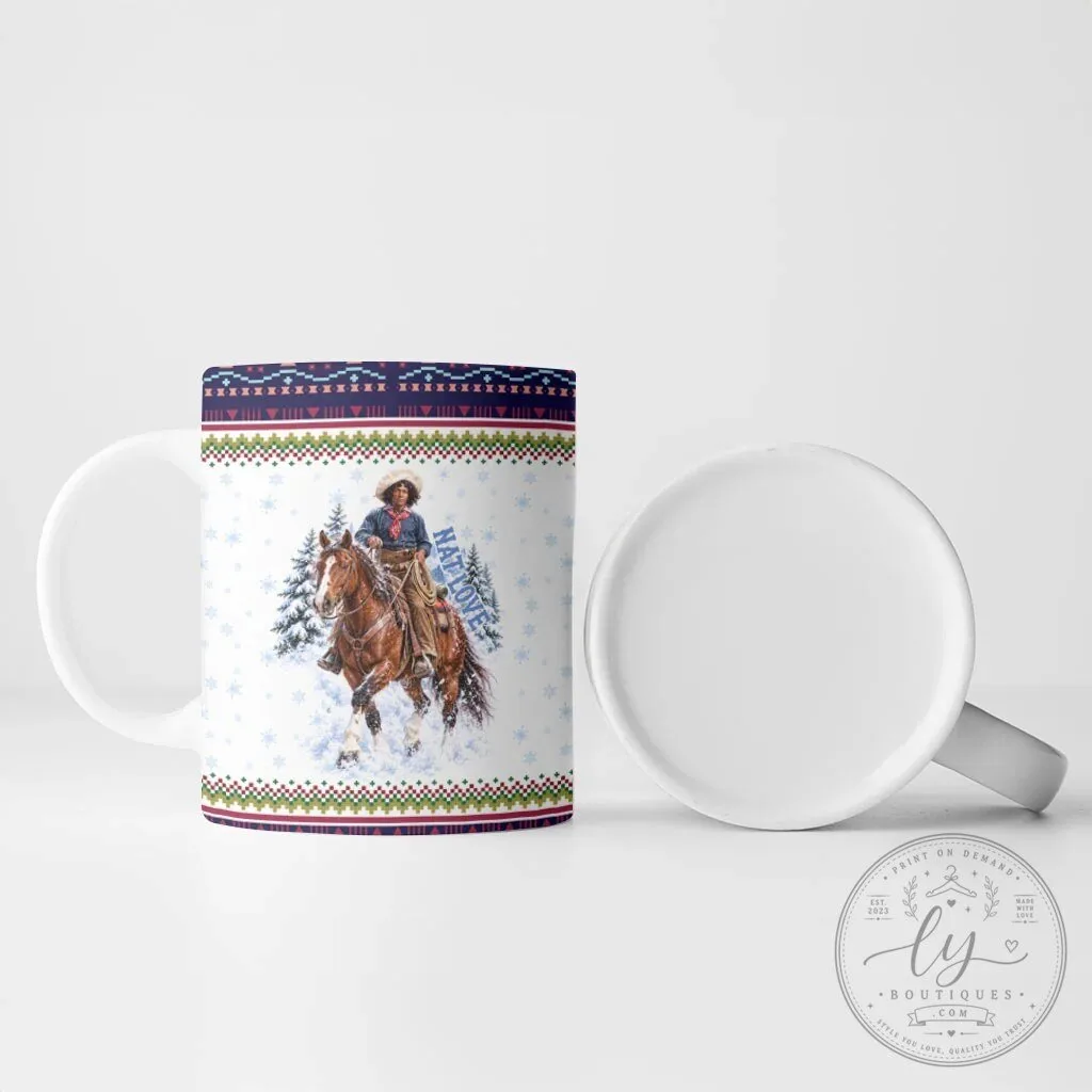 Nat Love African American Cowboy Winter Snow Fair Isle Pattern Ceramic Mug 12 Nat Love African American Cowboy Winter Snow Fair Isle Pattern Ceramic Mug
