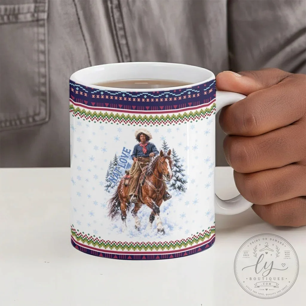 Nat Love African American Cowboy Winter Snow Fair Isle Pattern Ceramic Mug 14 Nat Love African American Cowboy Winter Snow Fair Isle Pattern Ceramic Mug