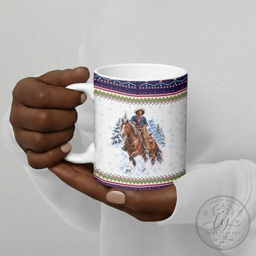 Nat Love African American Cowboy Winter Snow Fair Isle Pattern Ceramic Mug 15 Nat Love African American Cowboy Winter Snow Fair Isle Pattern Ceramic Mug