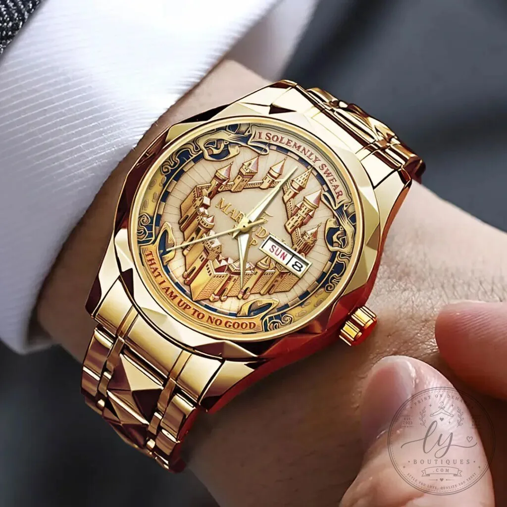 Harry Potter Hogwarts Castle Gold Luxury Quartz Watch with Day and Date Display 10 Harry Potter Hogwarts Castle Gold Luxury Quartz Watch with Day and Date Display