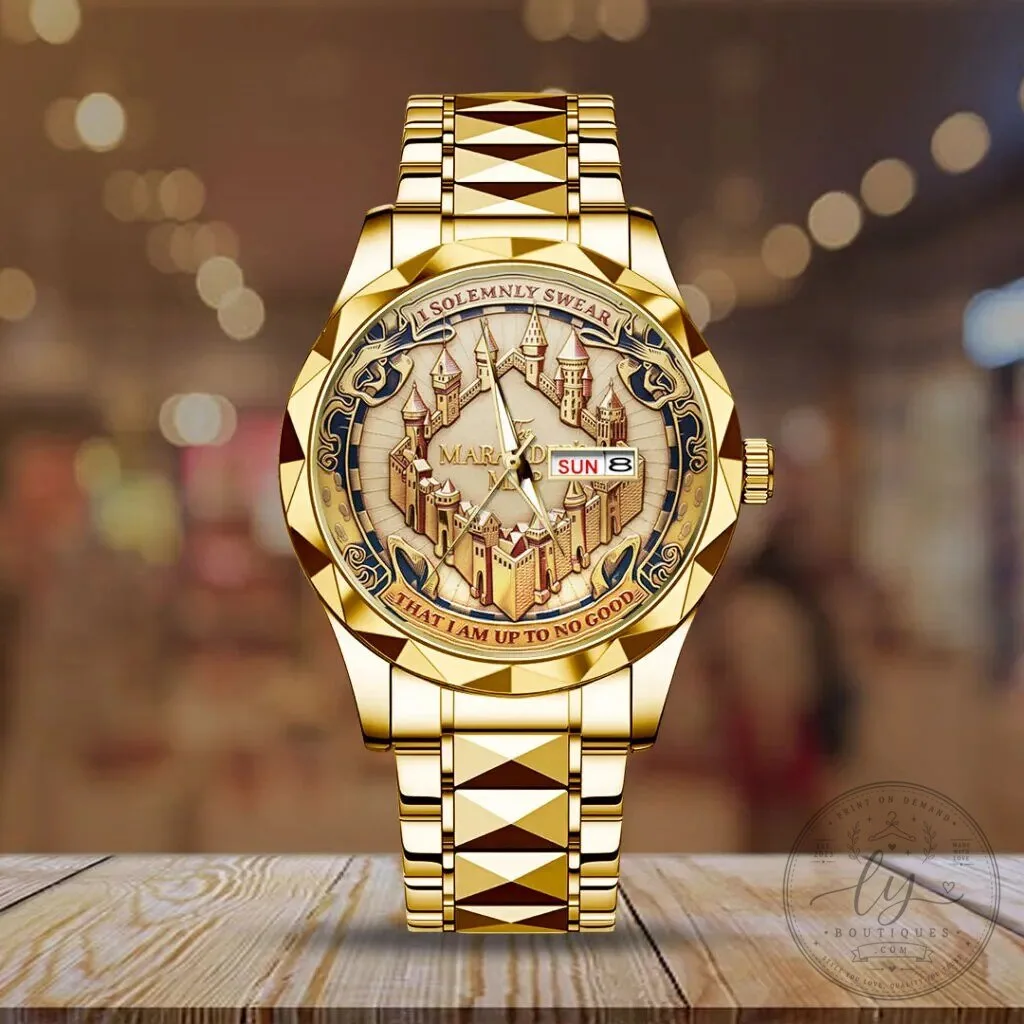 Harry Potter Hogwarts Castle Gold Luxury Quartz Watch with Day and Date Display 11 Harry Potter Hogwarts Castle Gold Luxury Quartz Watch with Day and Date Display