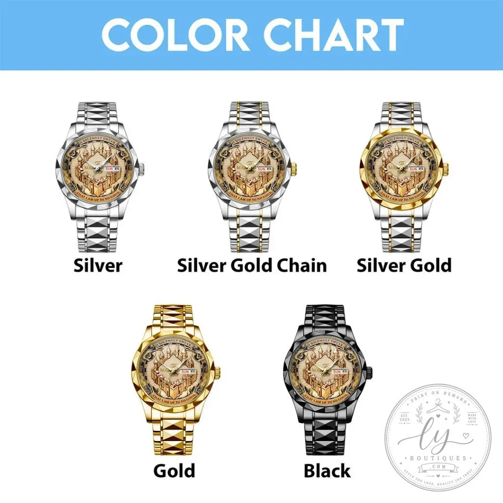 Harry Potter Hogwarts Castle Gold Luxury Quartz Watch with Day and Date Display 12 Harry Potter Hogwarts Castle Gold Luxury Quartz Watch with Day and Date Display
