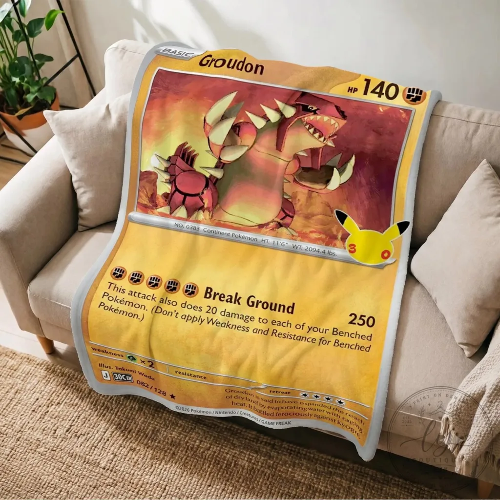 Pokemon Groudon Trading Card Game Design Soft Fleece Blanket Pokemon Groudon Trading Card Game Design Soft Fleece Blanket