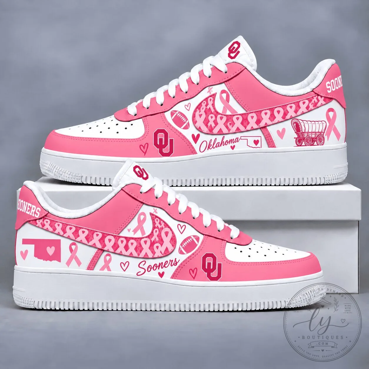 Oklahoma Sooners Breast Cancer Awareness Pink Ribbon Custom Shoes 5 Oklahoma Sooners Breast Cancer Awareness Pink Ribbon Custom Shoes