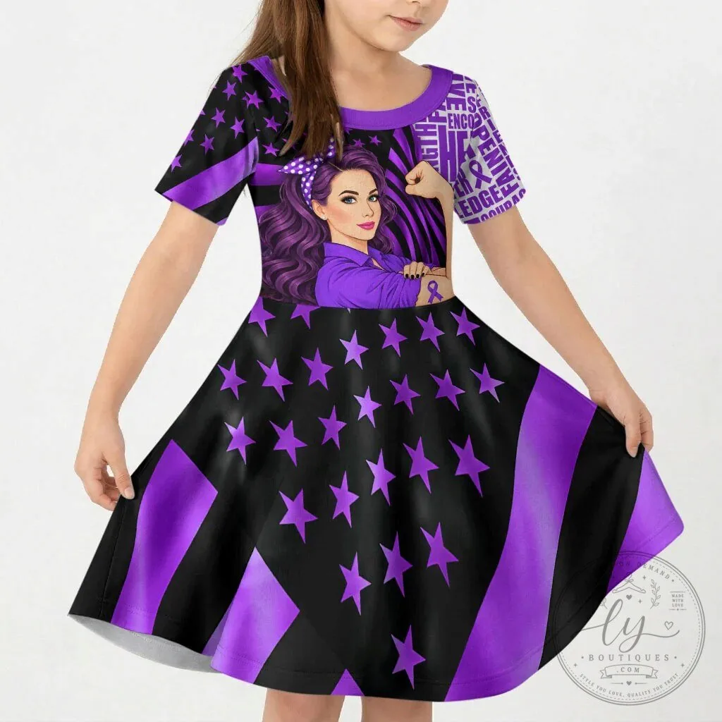 Domestic Violence Awareness Strong Woman Purple Ribbon Sunflower Flag Dress
