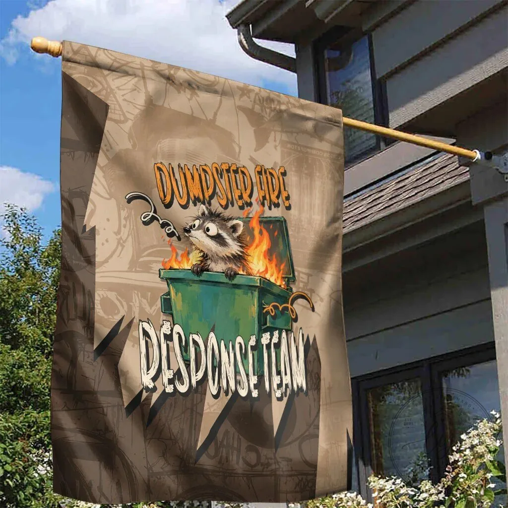 Dumpster Fire Response Team Funny Raccoon Cartoon Vintage Grunge Collage Garden Flag 8 Dumpster Fire Response Team Funny Raccoon Cartoon Vintage Grunge Collage Garden Flag