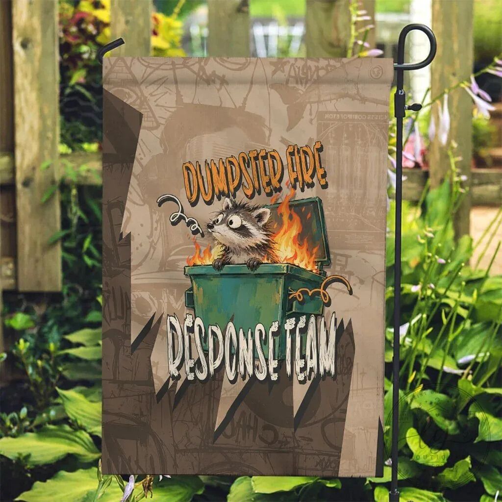 Dumpster Fire Response Team Funny Raccoon Cartoon Vintage Grunge Collage Garden Flag 10 Dumpster Fire Response Team Funny Raccoon Cartoon Vintage Grunge Collage Garden Flag