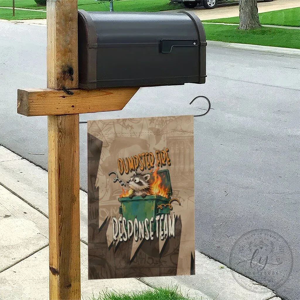 Dumpster Fire Response Team Funny Raccoon Cartoon Vintage Grunge Collage Garden Flag 11 Dumpster Fire Response Team Funny Raccoon Cartoon Vintage Grunge Collage Garden Flag