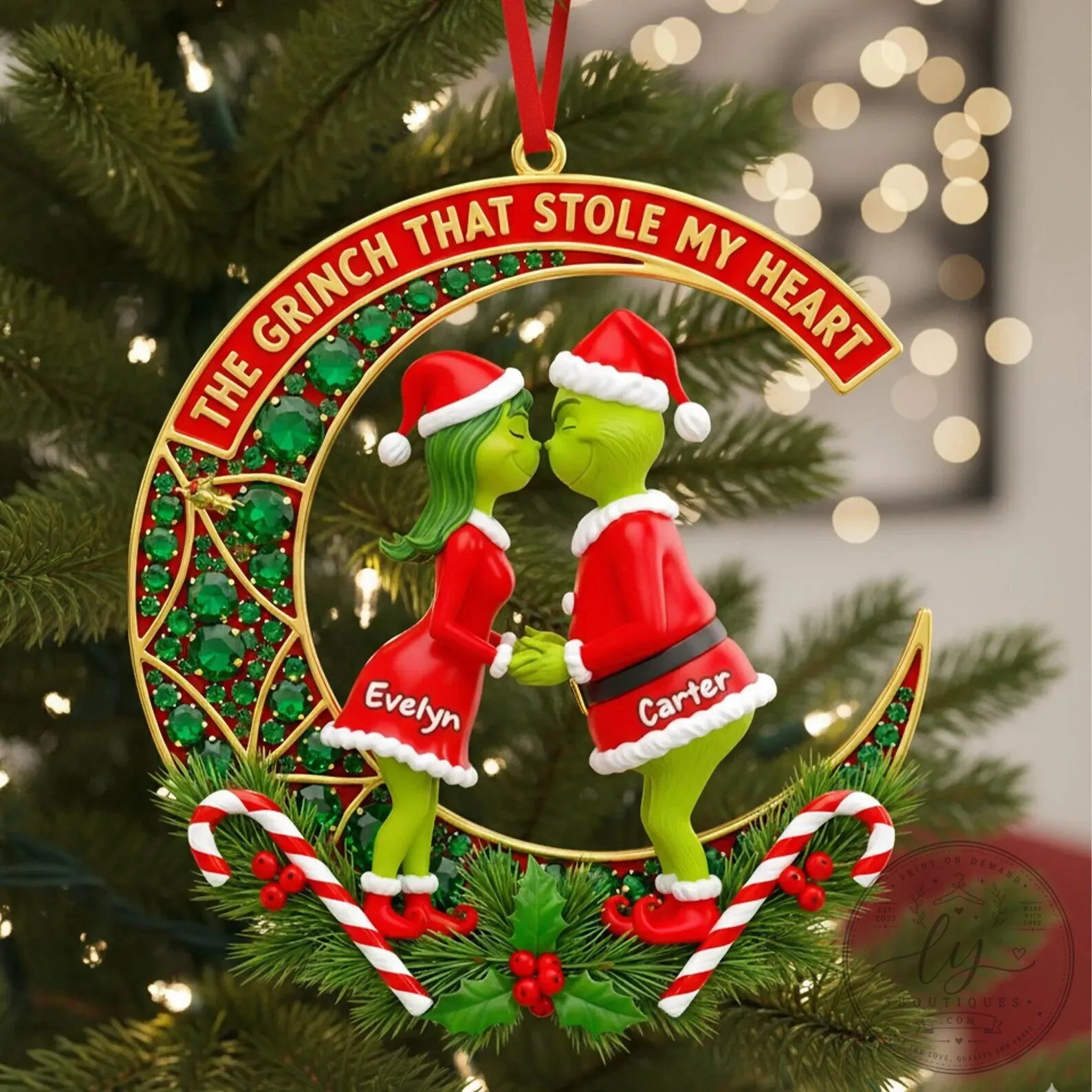 The Grinch That Stole My Heart Personalized Christmas Holiday Ornament