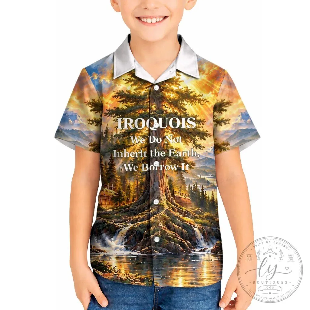 Iroquois We Do Not Inherit The Earth Kids Hawaiian Shirt Native American Nature Art