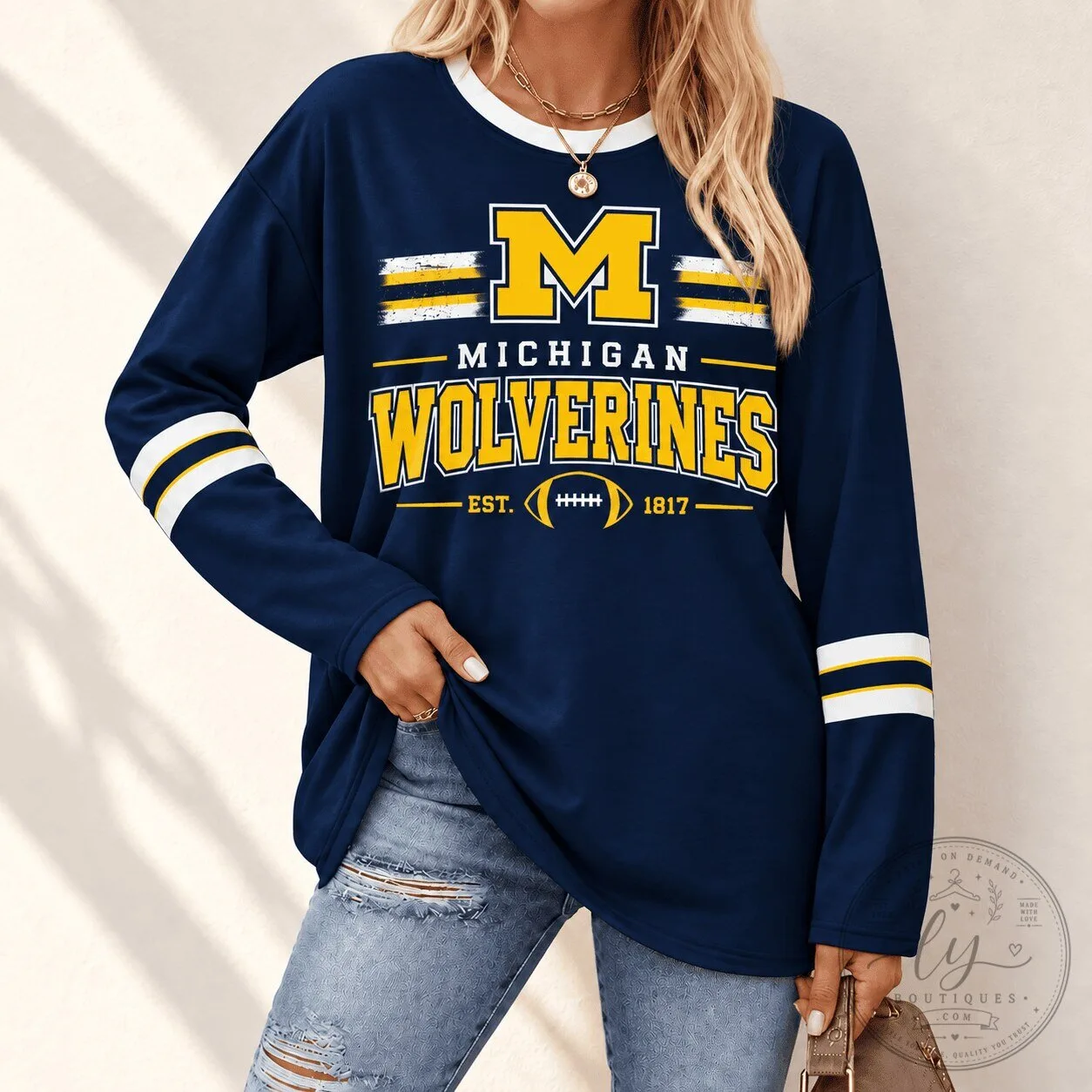 Michigan Wolverines NCAA Team Heritage Established Long Sleeve T-Shirt 5 Michigan Wolverines NCAA Team Heritage Established Long Sleeve T-Shirt