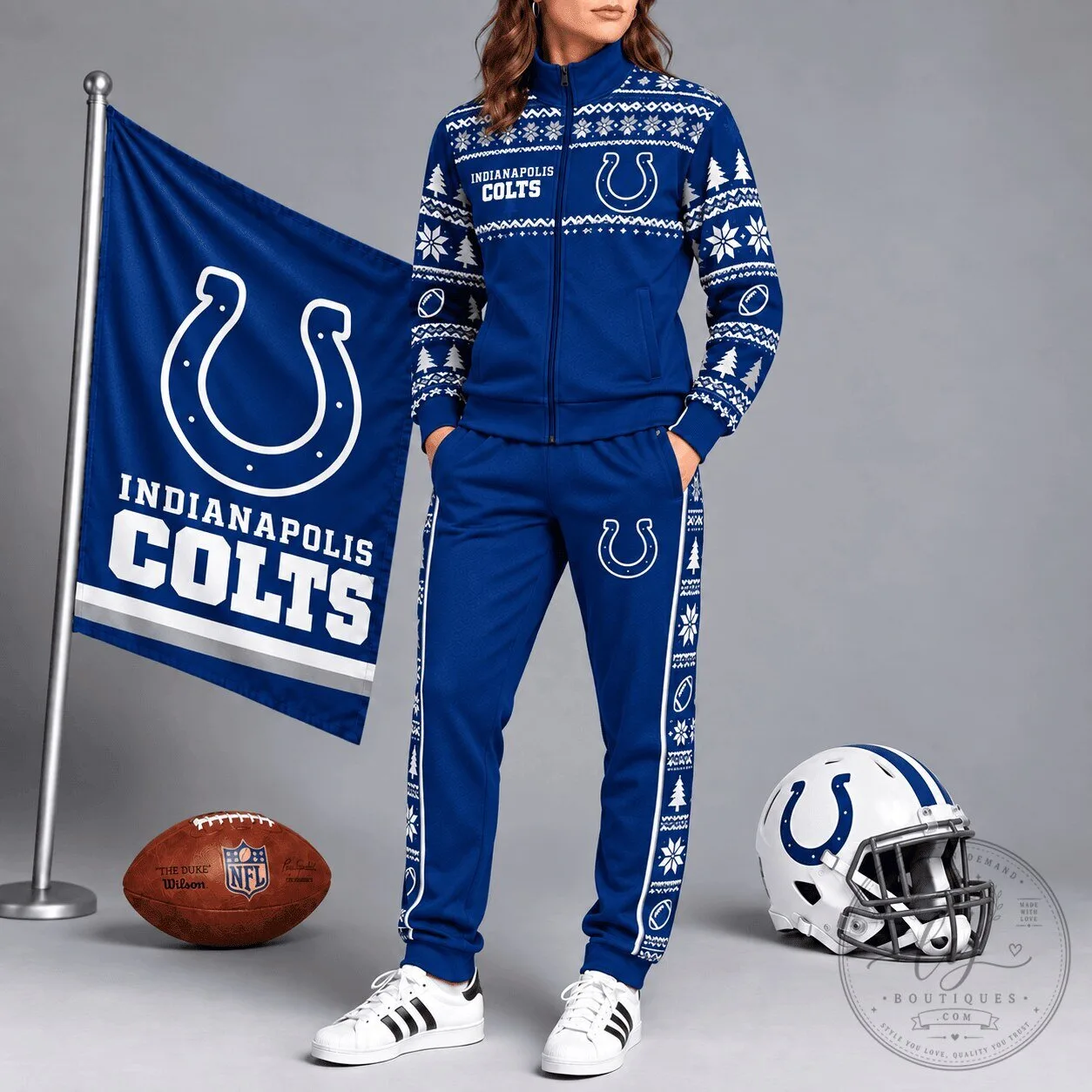Indianapolis Colts Ugly Christmas Sweater Style Full Zip Tracksuit Jacket