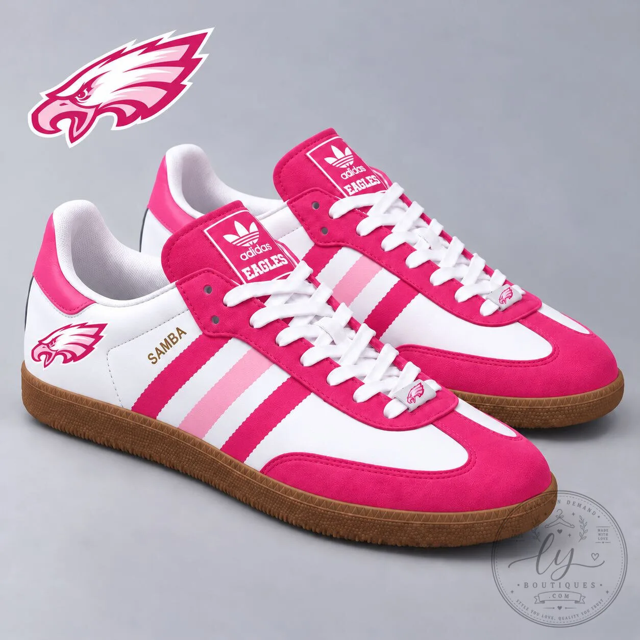 Philadelphia Eagles Pink Breast Cancer Awareness Samba Shoes for Women