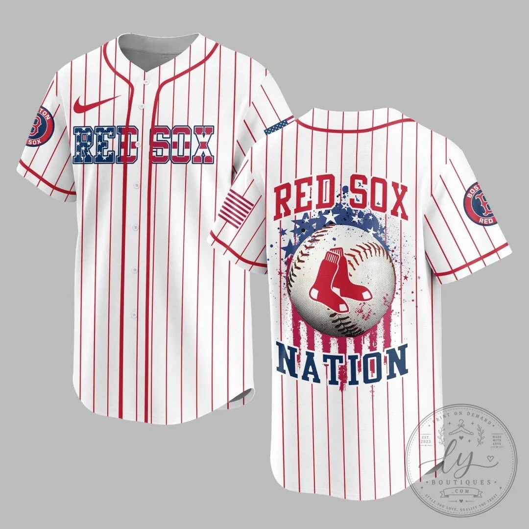 Boston Red Sox Major League Baseball Pinstripe White Baseball Jersey