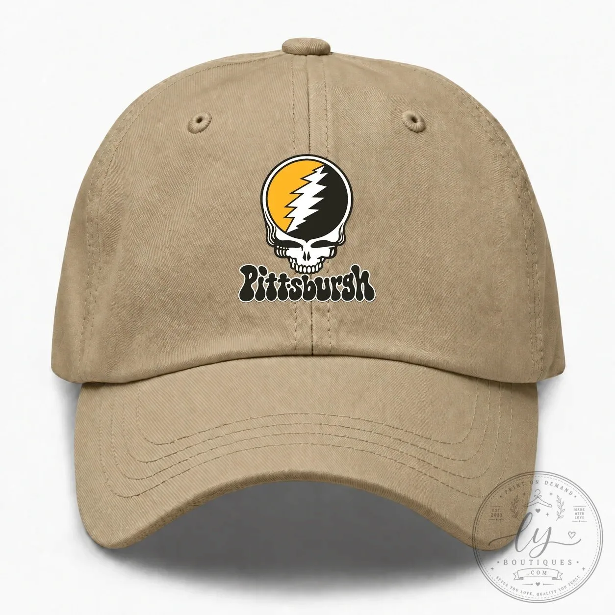 Pittsburgh Baseball Stealie Grateful Dead Skull Logo Embroidered Cap Hat