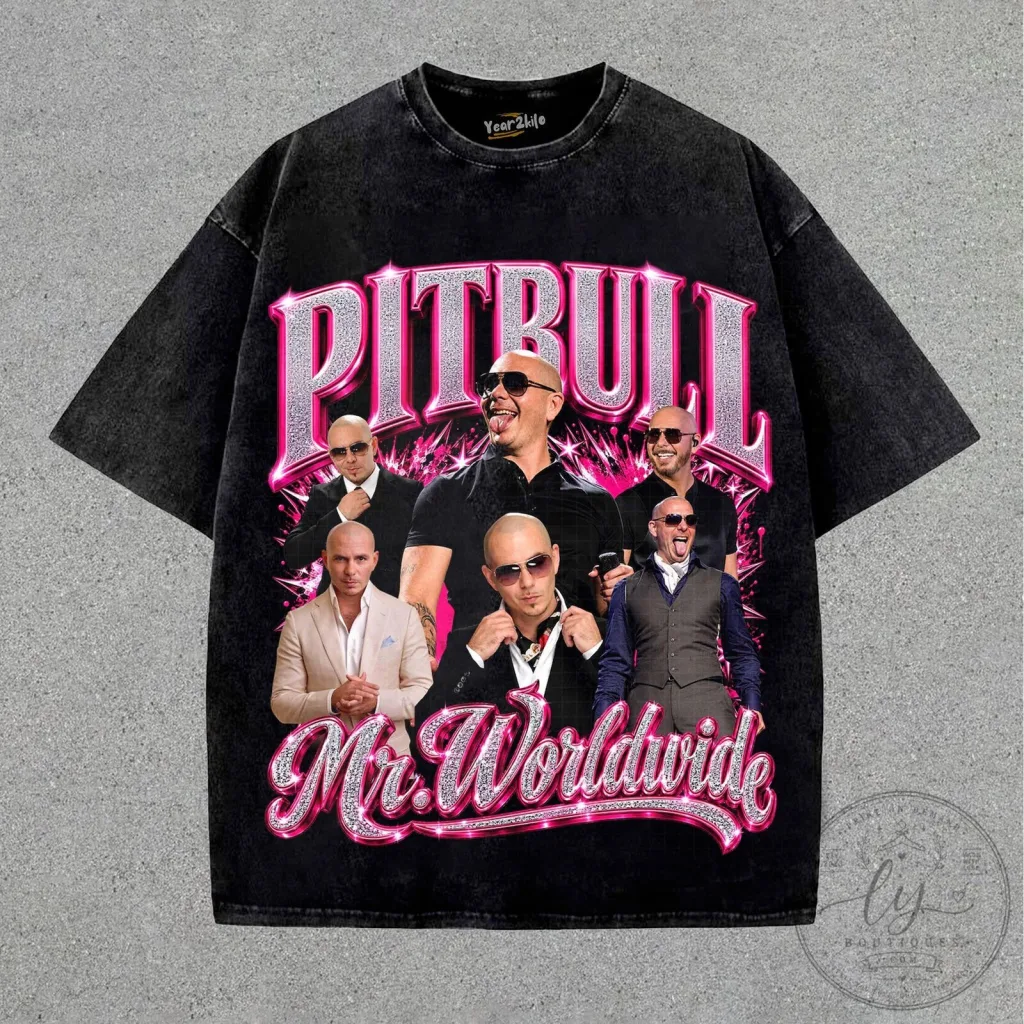 Pitbull Mr. Worldwide Vintage Style Graphic T-Shirt Pitbull Mr. Worldwide Vintage Style Graphic T-Shirt