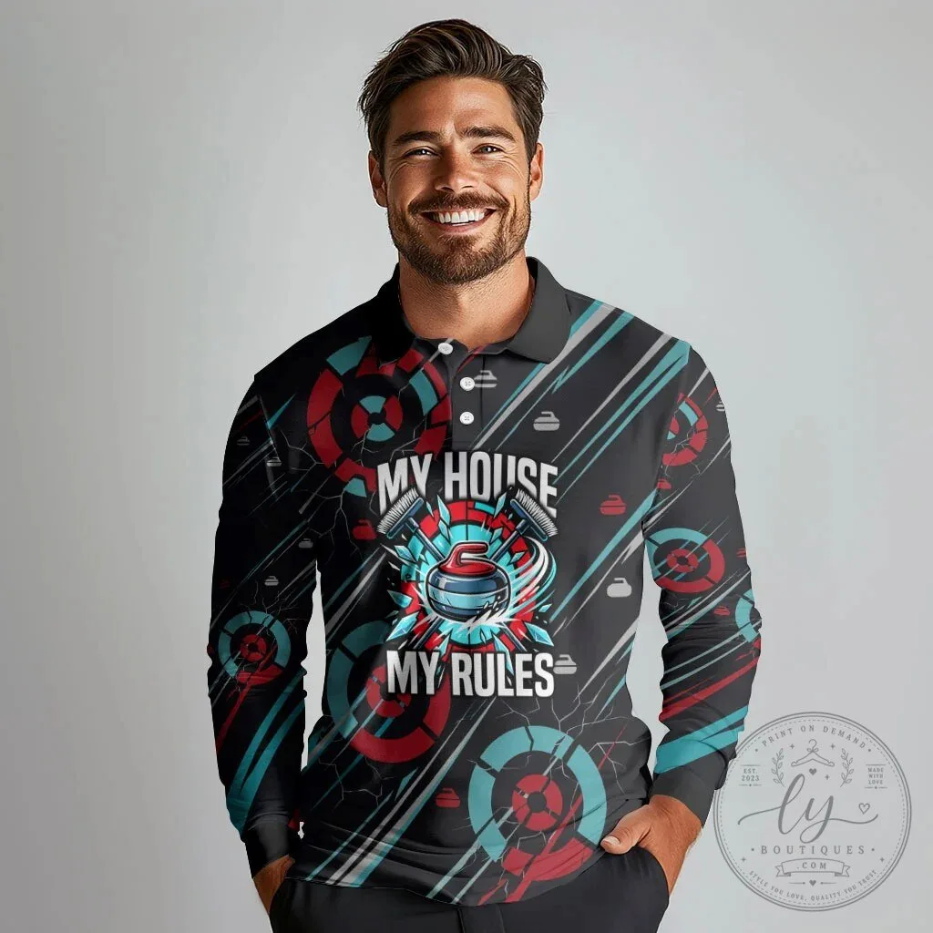 Curling My House My Rules Long Sleeve Polo Shirt 10 Curling My House My Rules Long Sleeve Polo Shirt
