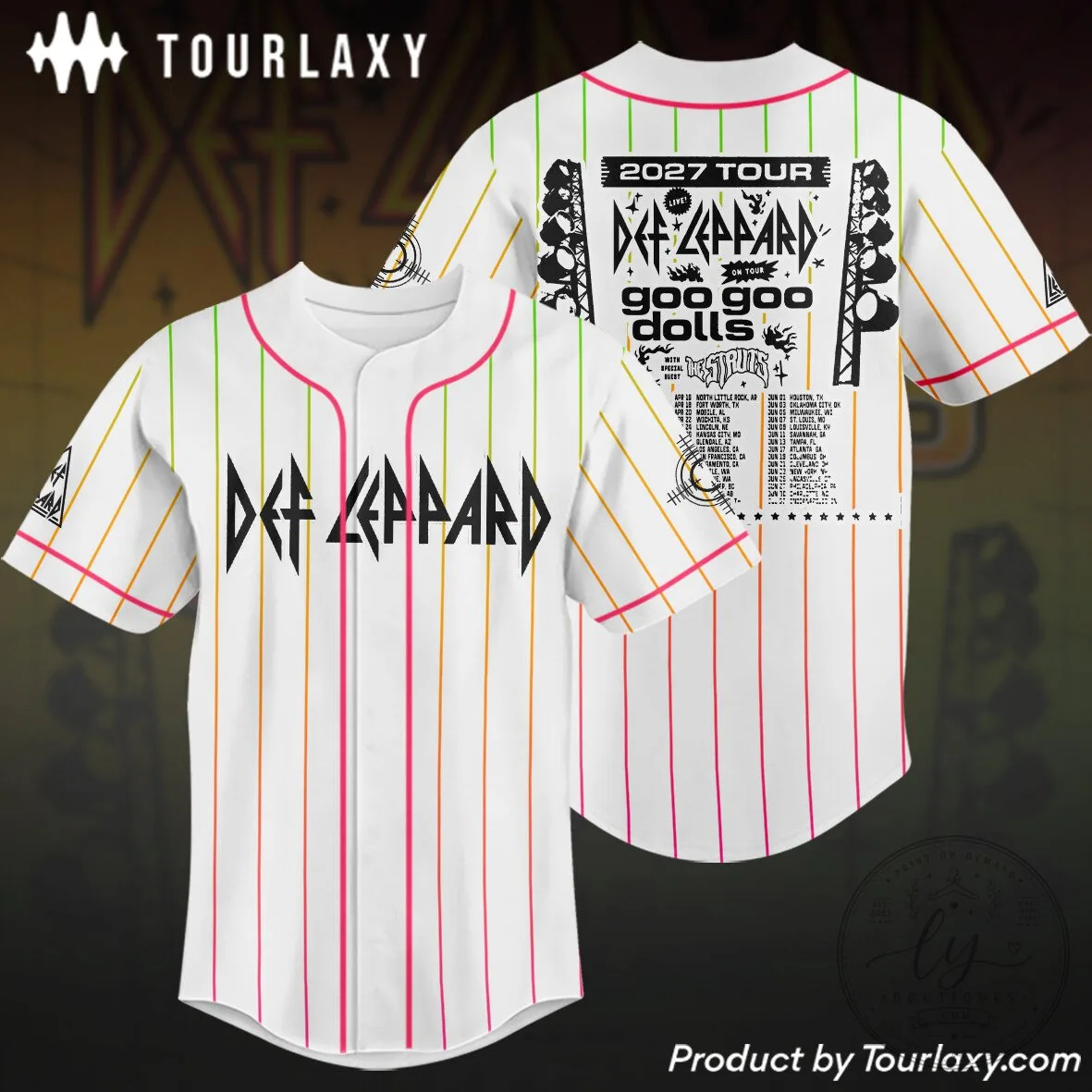 Def Leppard and Goo Goo Dolls 2027 Tour Baseball Jersey