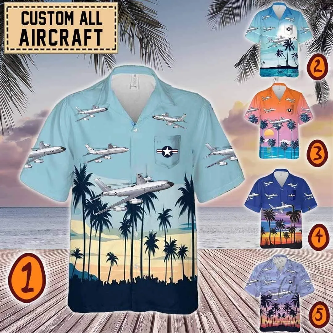 Boeing EC-135 Aircraft Palm Trees Hawaiian Shirt