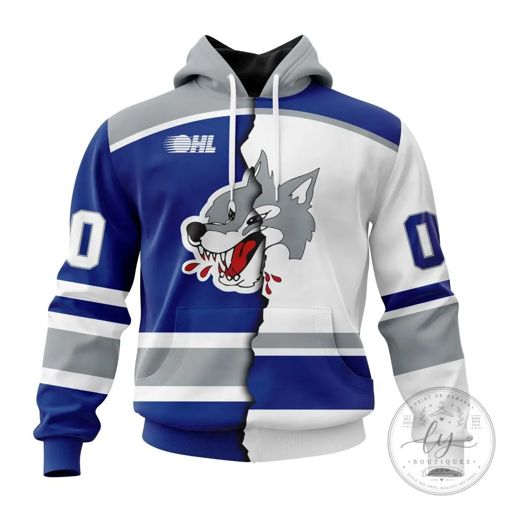 Sudbury Wolves Hockey Team Personalized Mix Style Design Hoodie