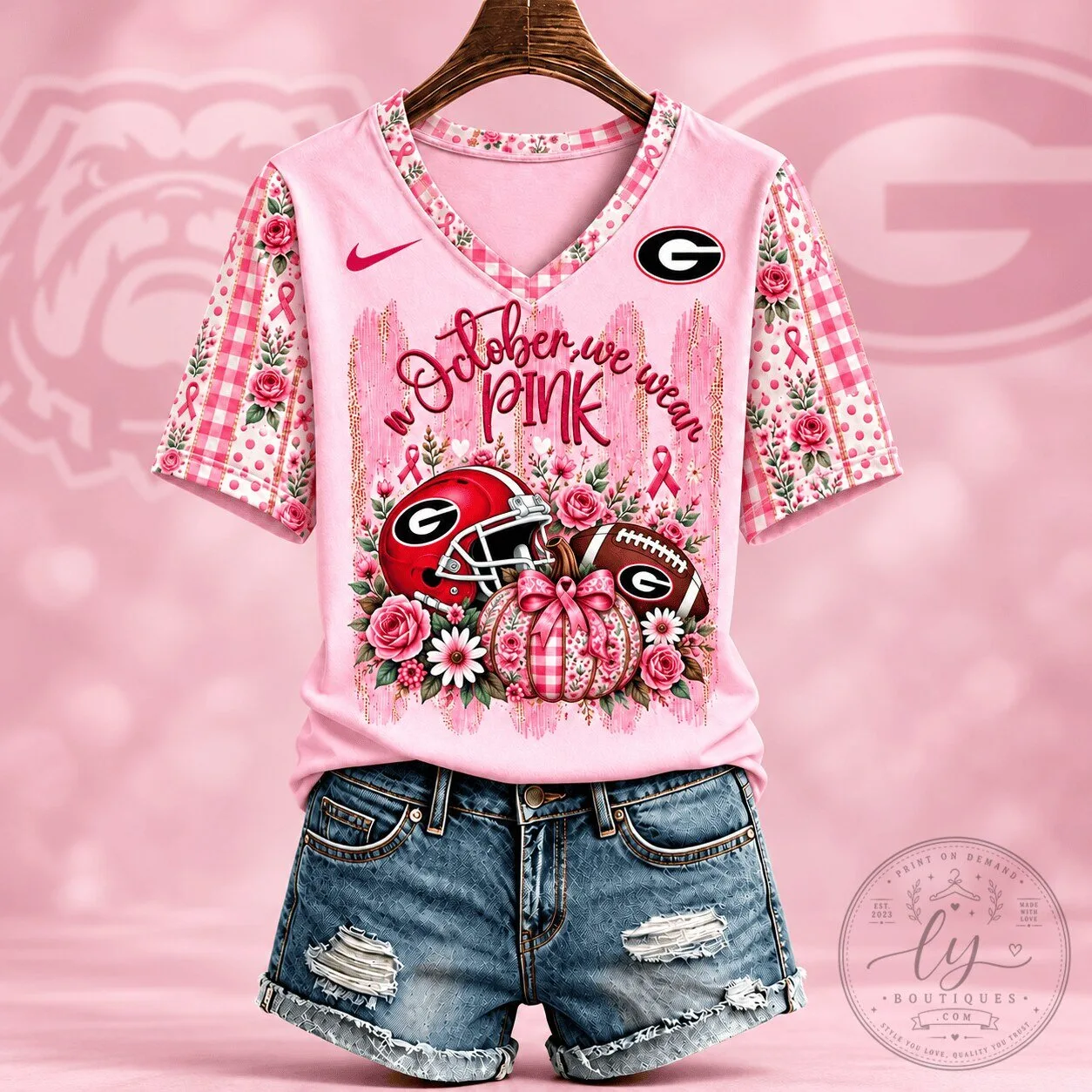 Georgia Bulldogs Breast Cancer Awareness In October We Wear Pink T-Shirt 8 Georgia Bulldogs Breast Cancer Awareness In October We Wear Pink T-Shirt