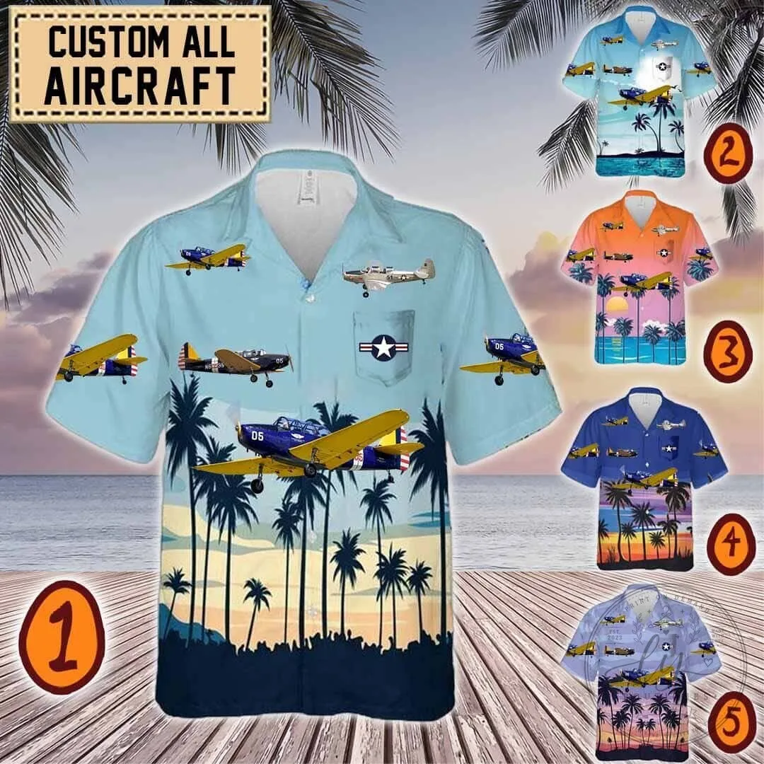 Vintage Fairchild PT-26 Cornell Trainer Aircraft Hawaiian Shirt